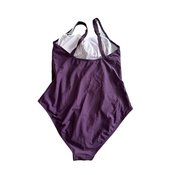CUPSCHE Purple Ruched One Piece Swimsuit Size XL NEW with tags - Picture 7 of 8